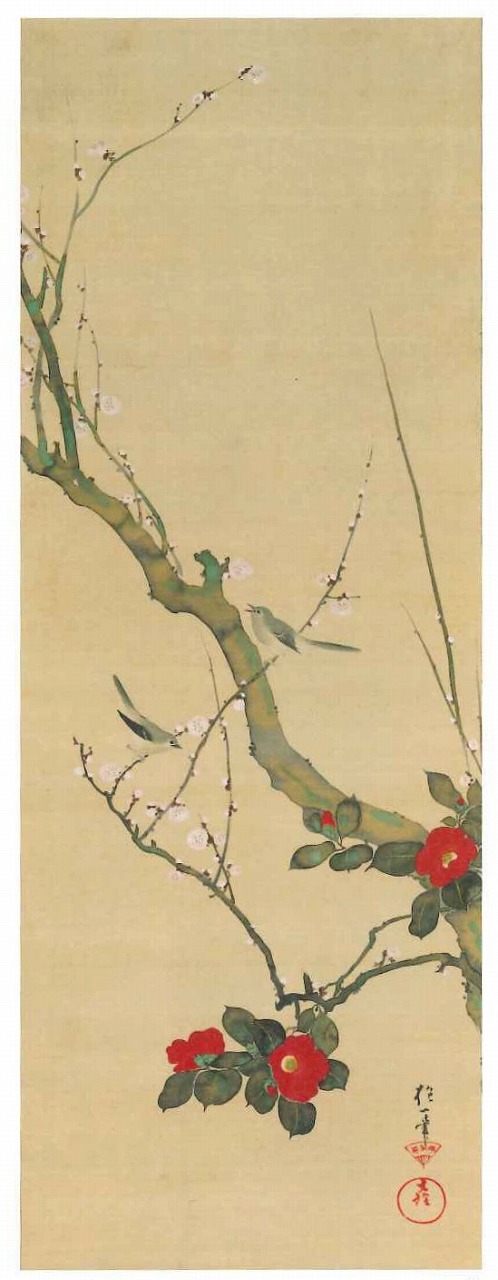 1月を彩る酒井抱一筆「十二か月花鳥図」の椿 - 山椿舎